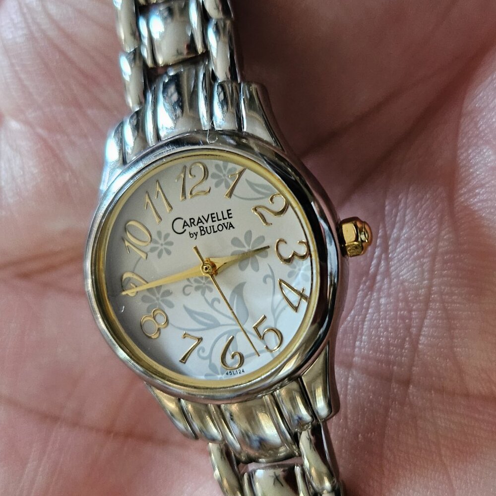 Caravelle by Bulova Women Wristwatch 45L124 Arabic Numerals Floral Motif Watch - Picture 9 of 11